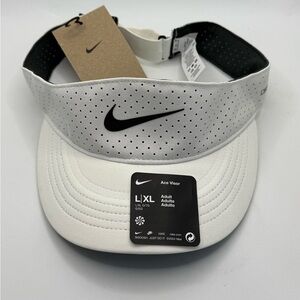 Nike Dri-Fit Court Advantage Ace Visor Hat L /XL Tennis WHITE/Black Mens Womens